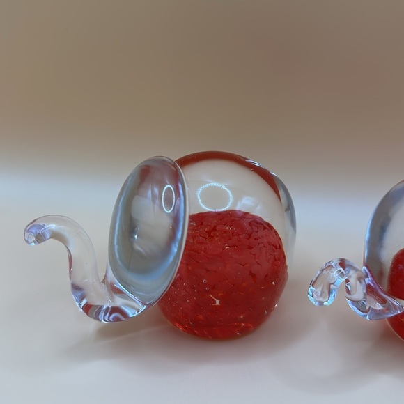 Set of 2 Chech glass figurines happy good luck elephants red. - Picture 10 of 12